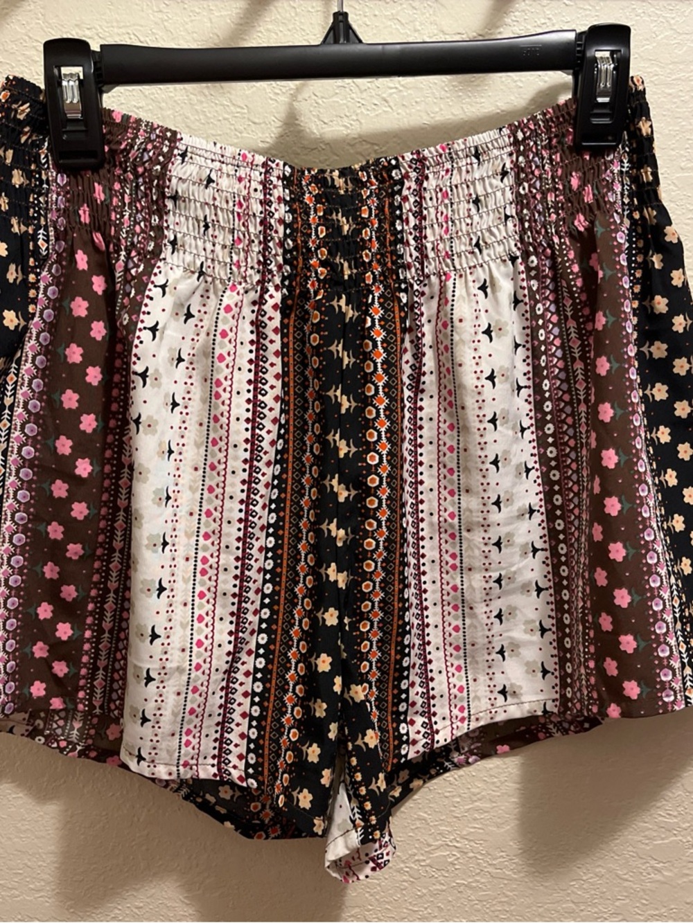 SHEIN Brown, Pink & Black Mixed-Print High Waist Women's Shorts